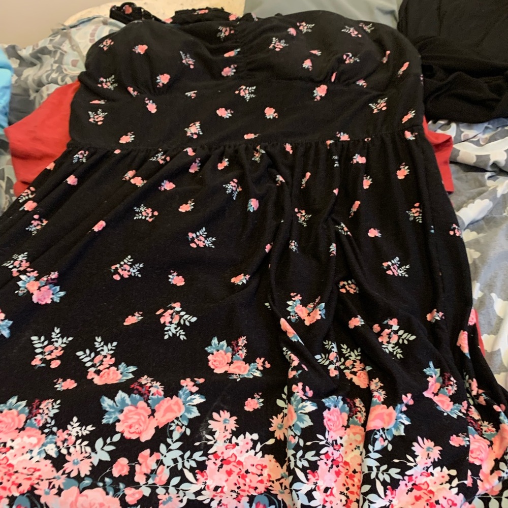 Black with light pink roses on bottom